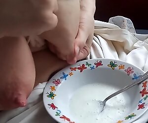 Milking Boobs.spray milk.Mom.Lactation