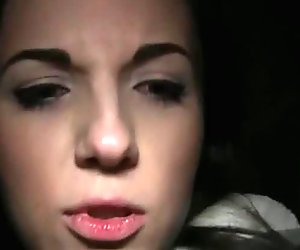 Agent fucks brunet slut at night outdoors