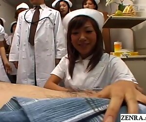Japanese hospital nurse training day milking patient
