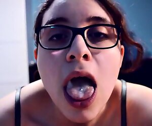 Sucking STEP BROTHERS tiny dick while parents out at a movie. He cums down my throat!