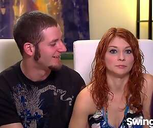 Amateur swingers using fingers to please in orgy