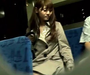 Public japanese babe jerking passenger on bus