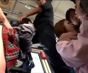 Helpless Asian Teens Gangbanged in a Bus