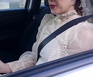 Modest Bride Masturbates in Public Parking Lot