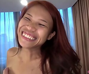 Asian redhead raw dog creampie