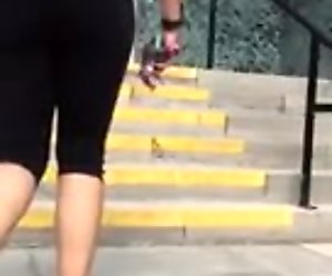 Yoga Pants Ass Going Up Stairs in Slow-Mo